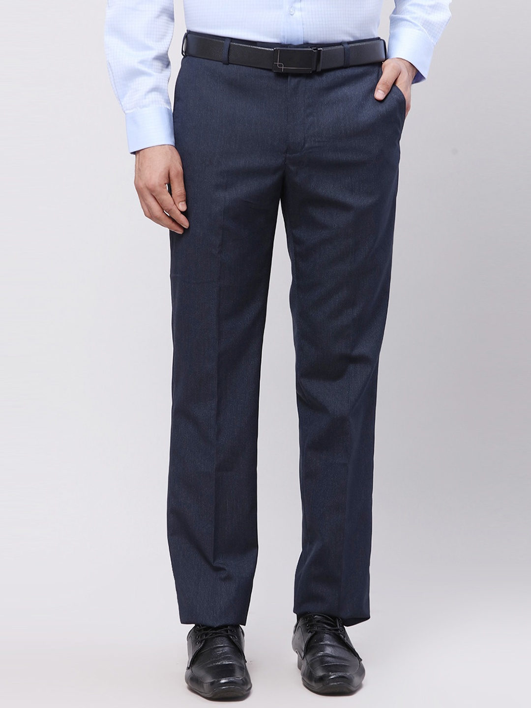 

Park Avenue Men Regular Fit Formal Trousers, Blue