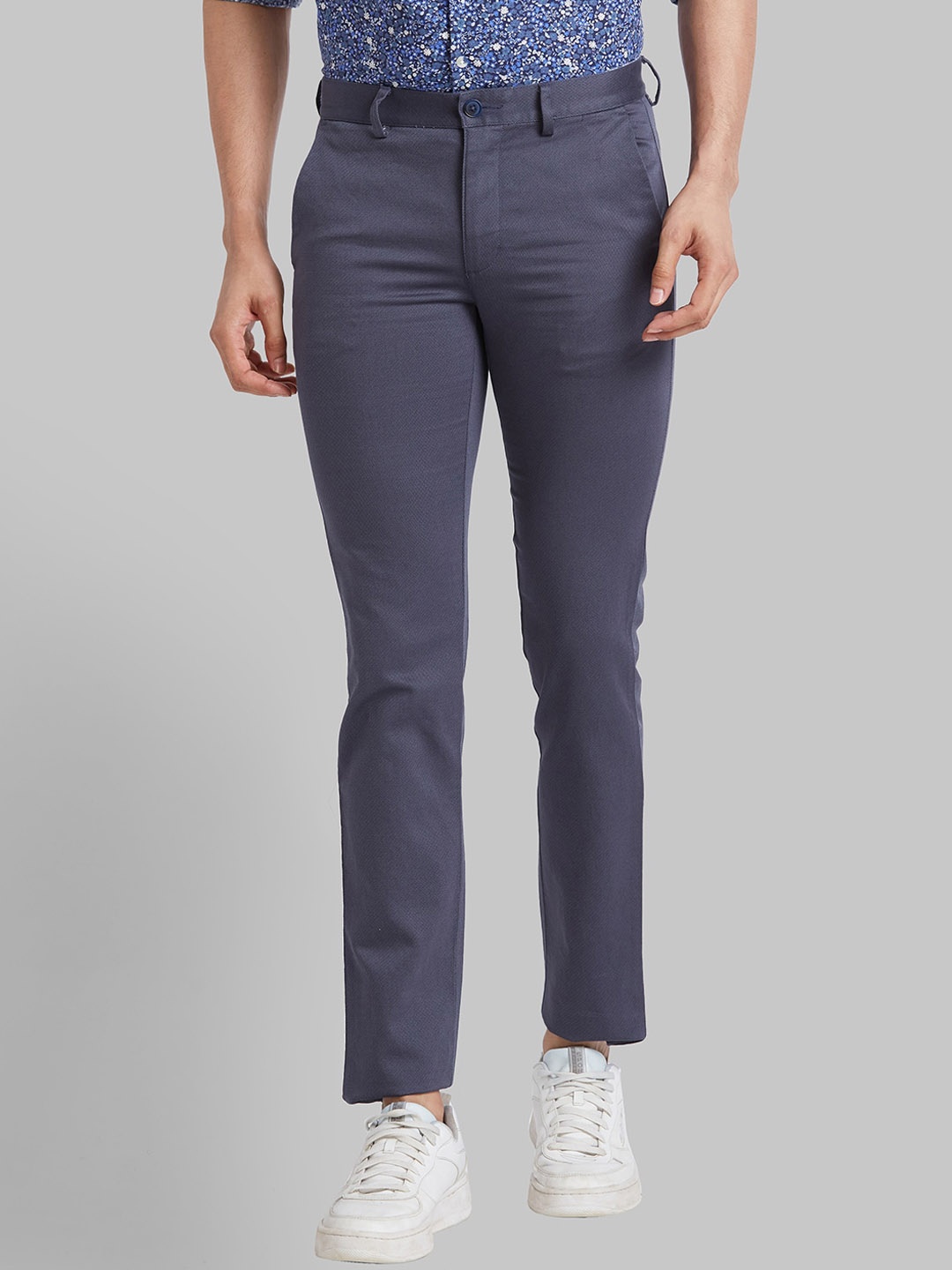 

Park Avenue Men Slim Fit Cotton Mid-Rise Regular Trousers, Blue