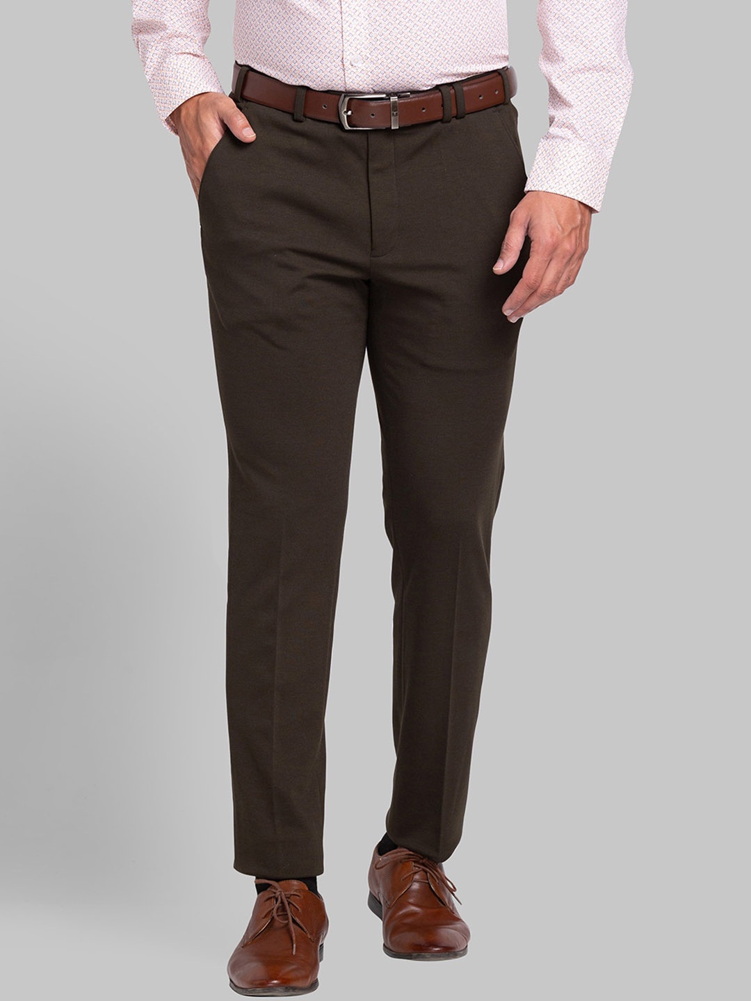 

Park Avenue Men Slim Fit Mid-Rise Formal Trousers, Green