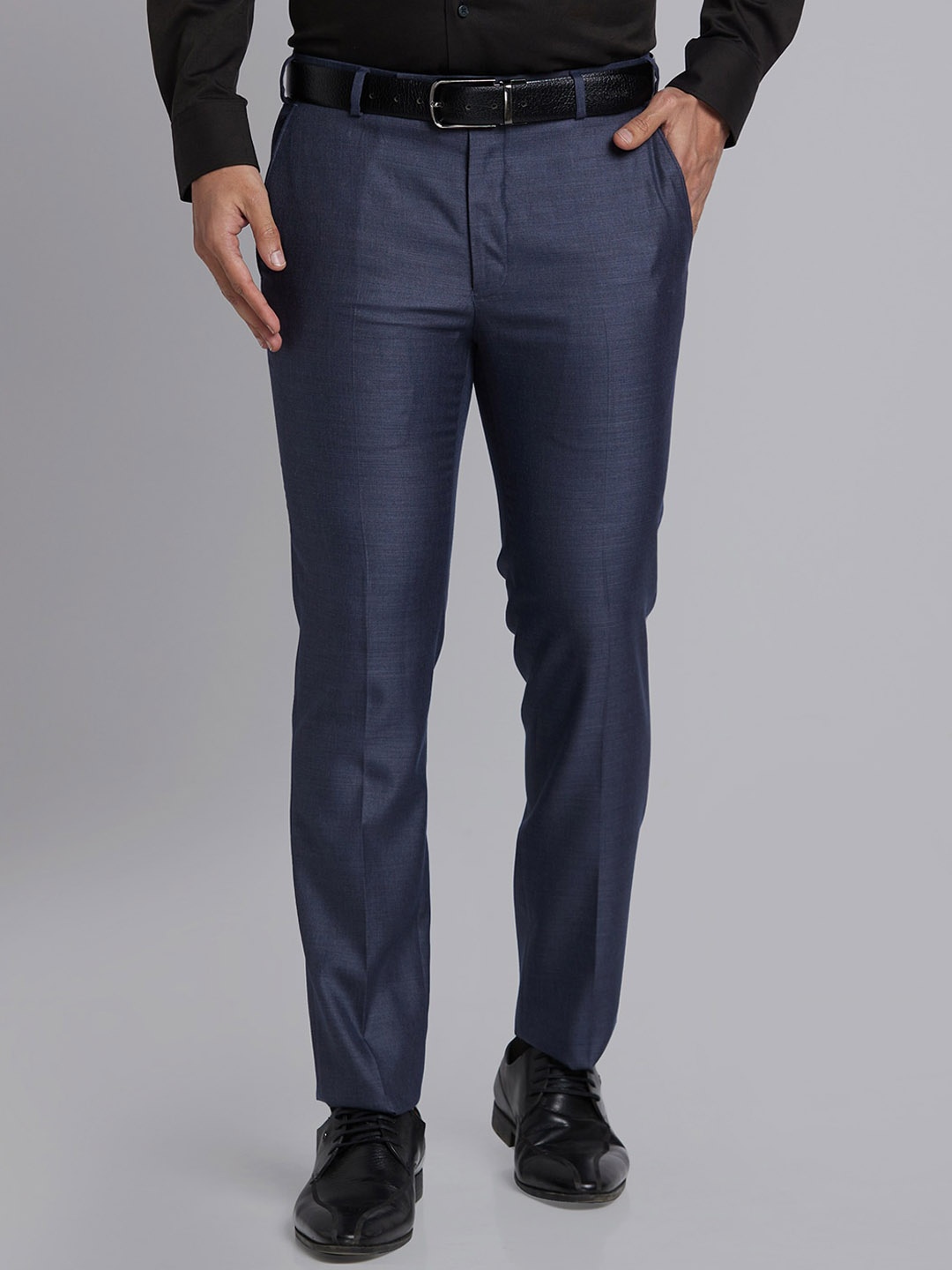 

Park Avenue Men Mid-Rise Super Slim Fit Formal Trousers, Blue