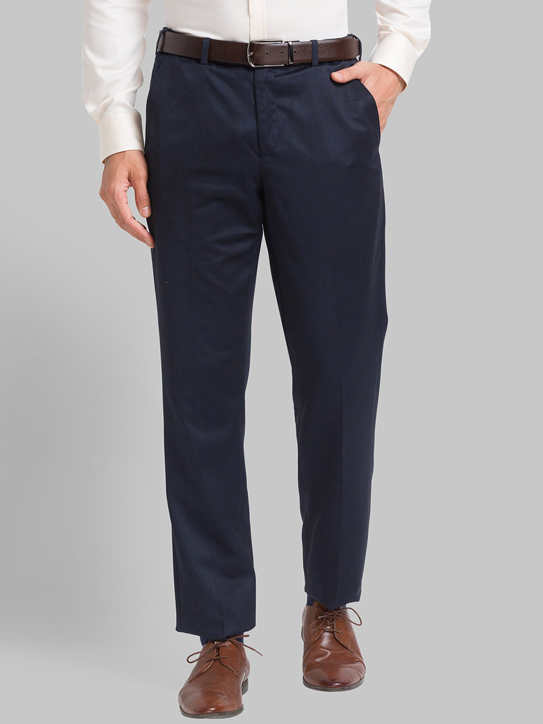

Park Avenue Men Slim Fit Mid-Rise Formal Trousers, Grey