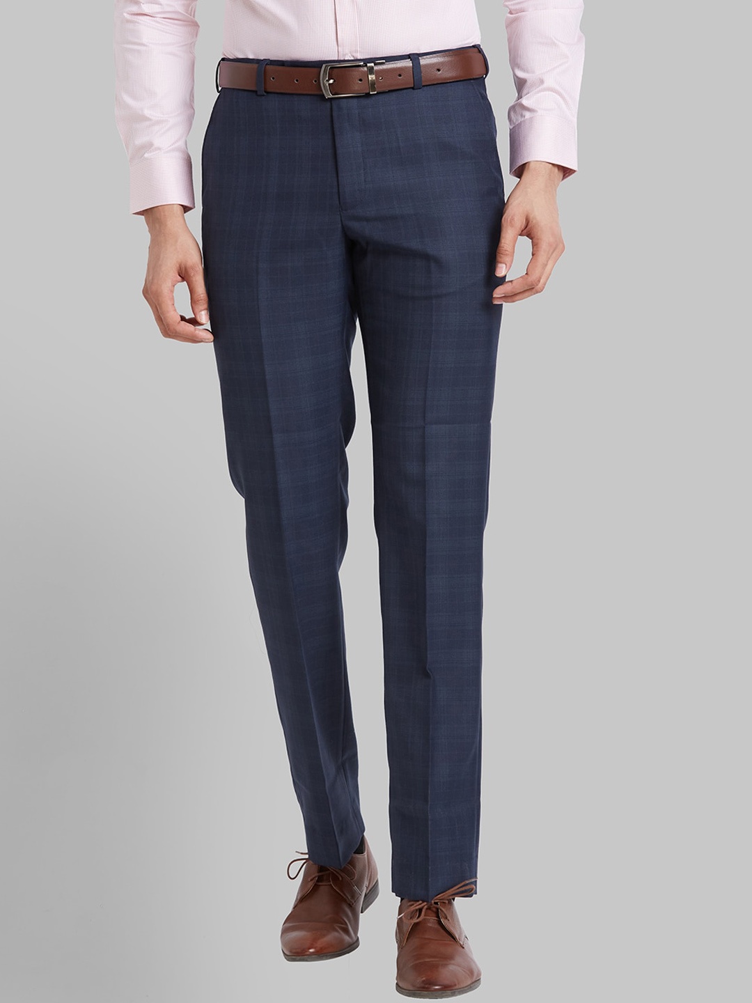 

Park Avenue Men Mid-Rise Regular Fit Checked Formal Trouser, Blue