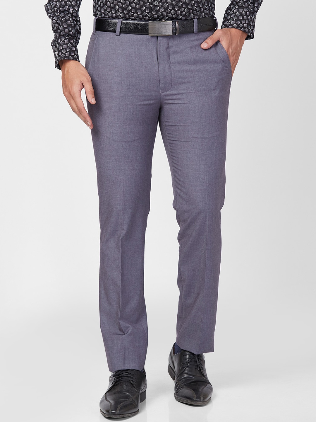 

Park Avenue Men Mid-Rise Super Slim Fit Formal Trousers, Grey