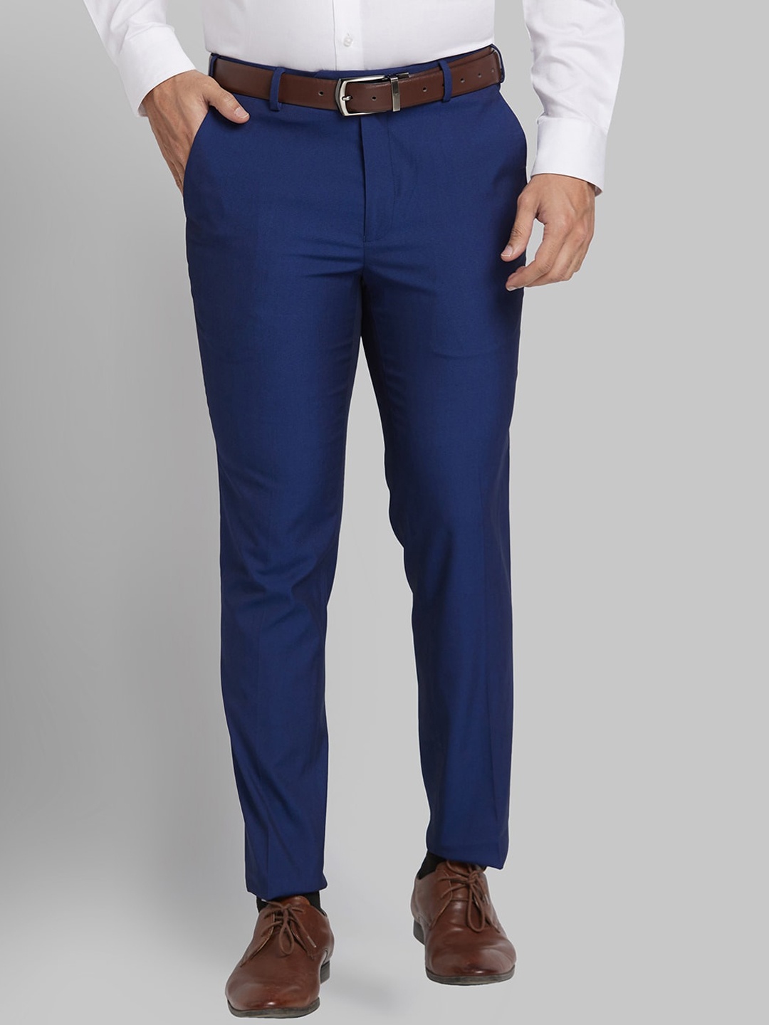 

Park Avenue Men Slim Fit Mid-Rise Formal Trousers, Blue