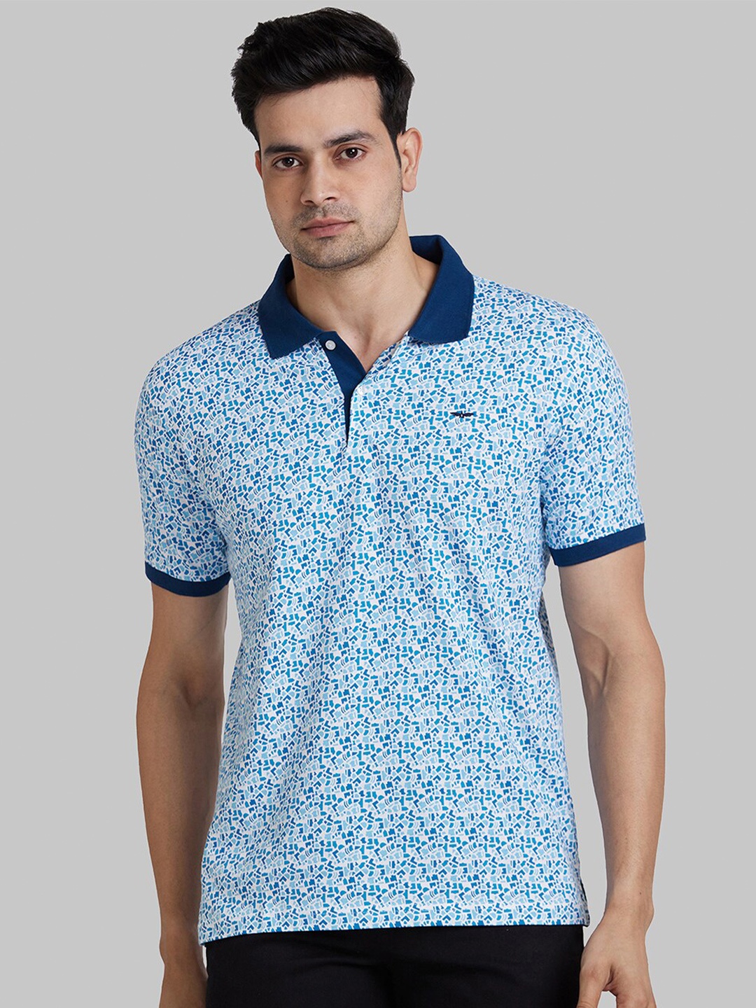 

Park Avenue Short Sleeves Cotton Polo Collar Slim Fit T-shirt, Blue