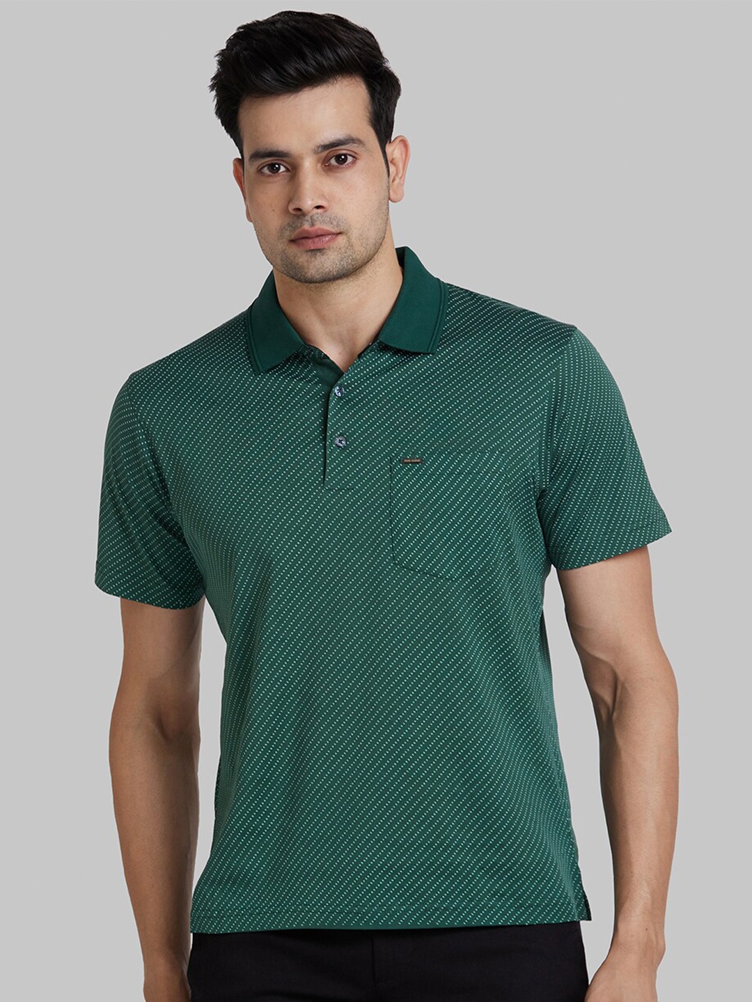 

Park Avenue Polo Collar Short Sleeves Cotton Slim Fit T-shirt, Green