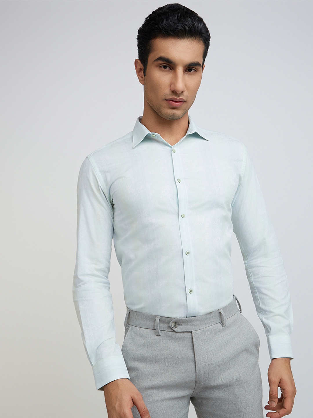 

Park Avenue Slim Fit Opaque Checked Cotton Formal Shirt, Blue