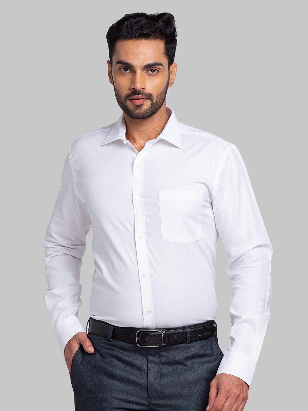 

Park Avenue Spread Collar Slim Fit Opaque Formal Shirt, White