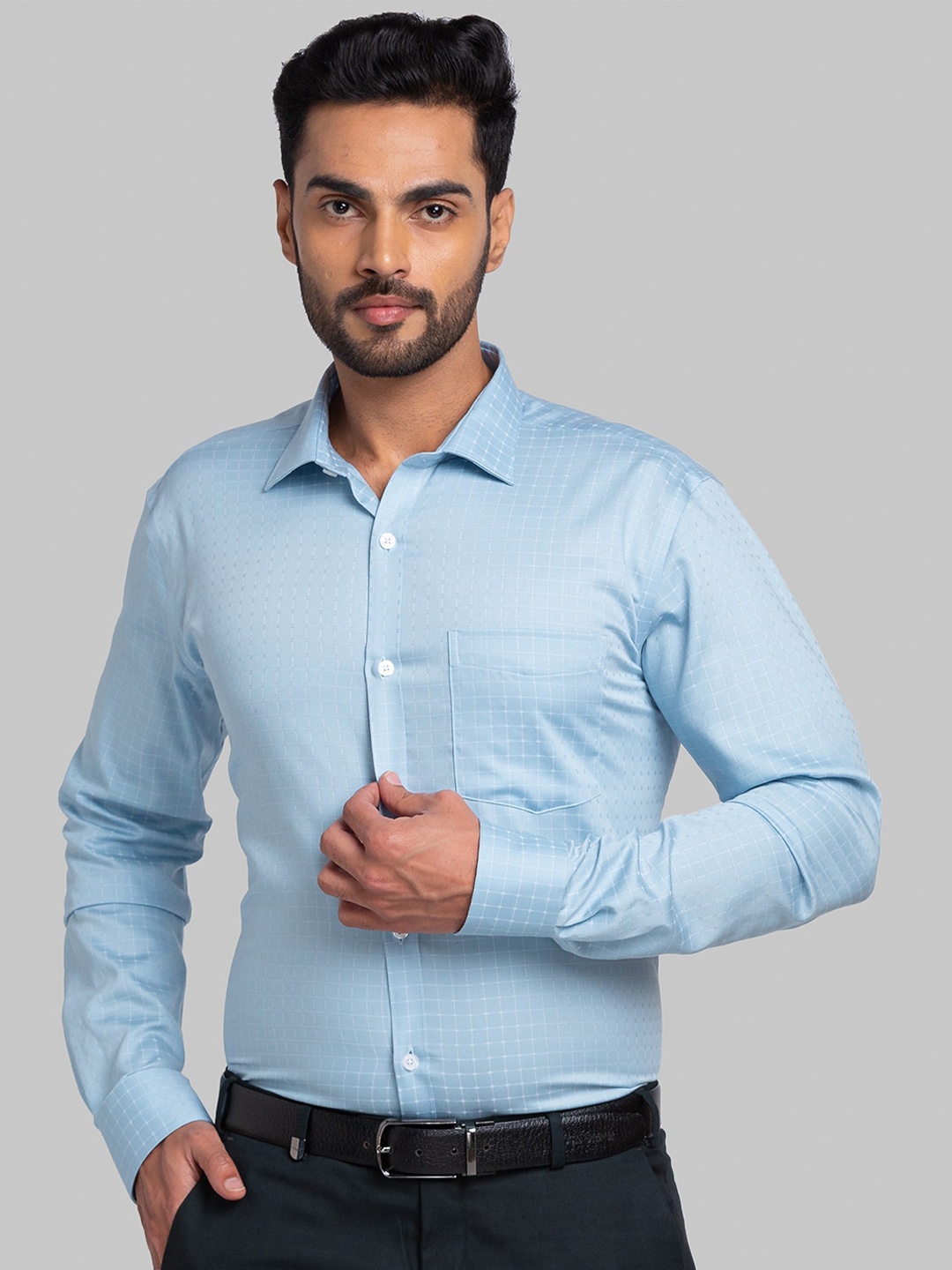 

Park Avenue Slim Fit Spread Collar Cotton Formal Shirt, Blue