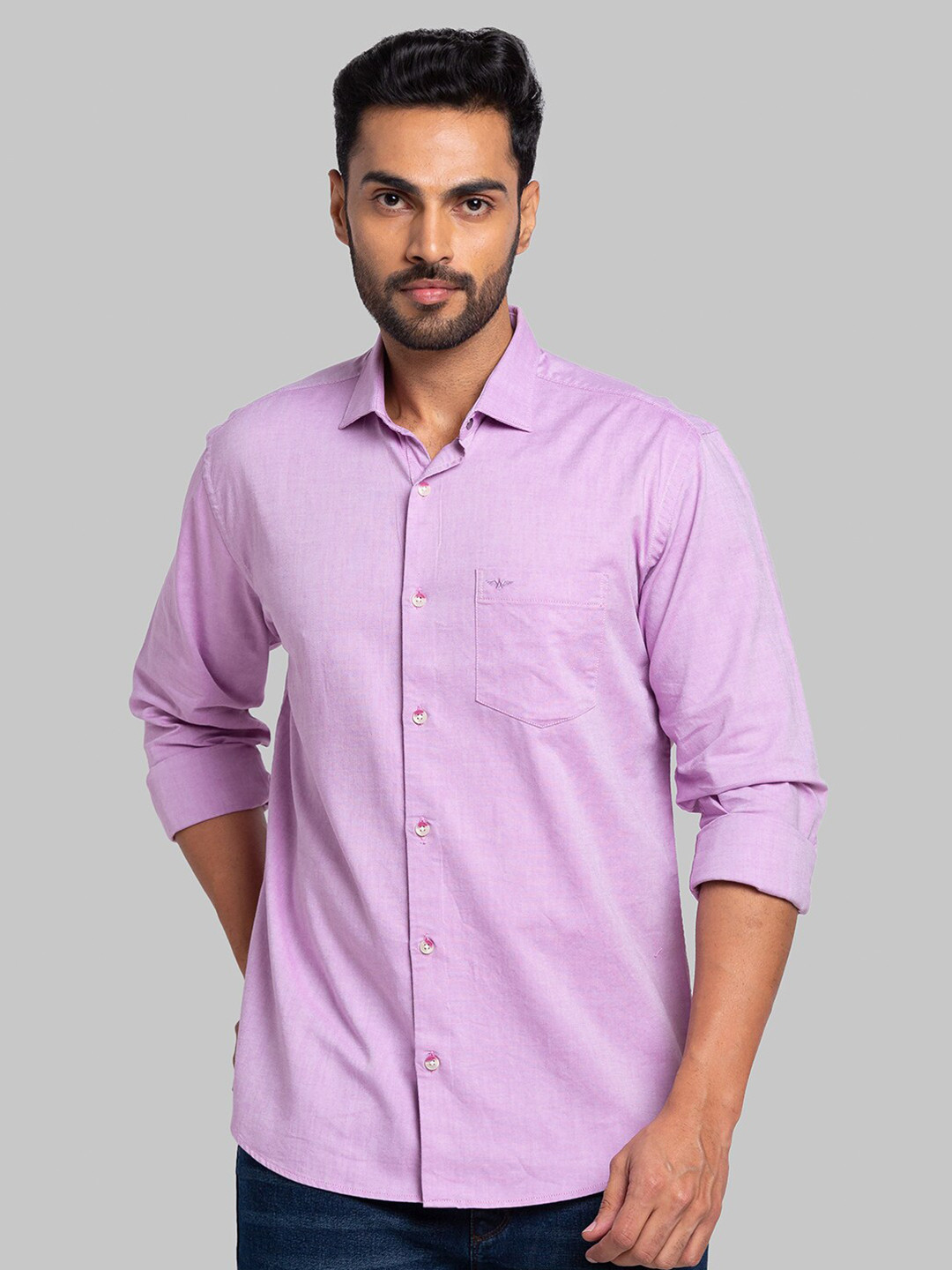 

Park Avenue Slim Fit Spread Collar Cotton Casual Shirt, Violet