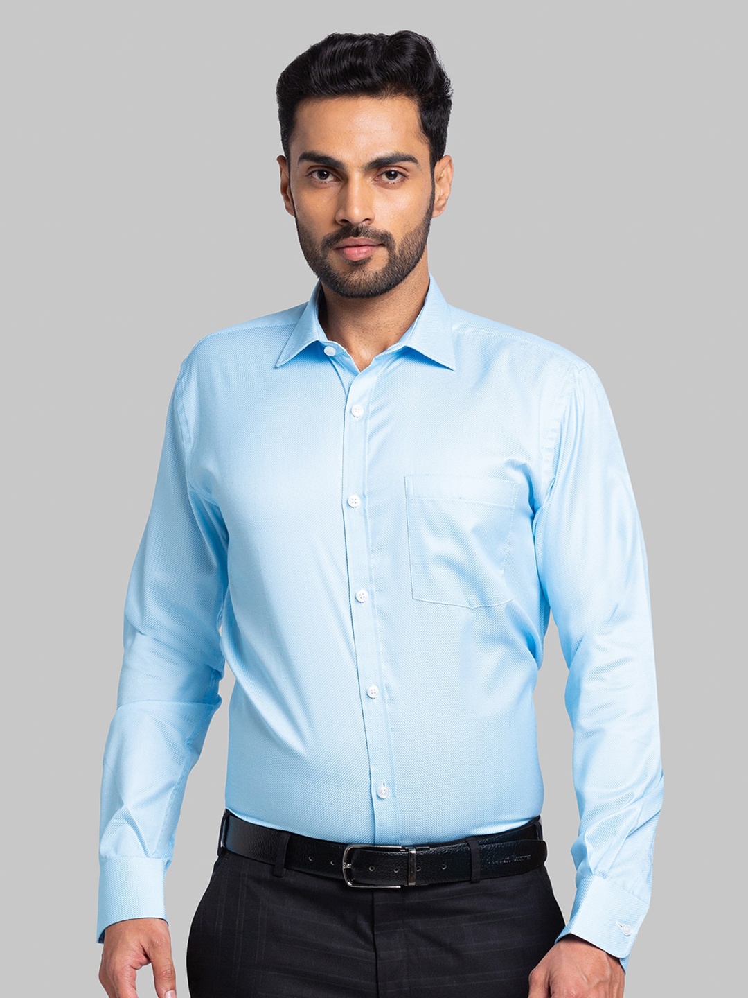 

Park Avenue Spread Collar Slim Fit Opaque Formal Shirt, Blue