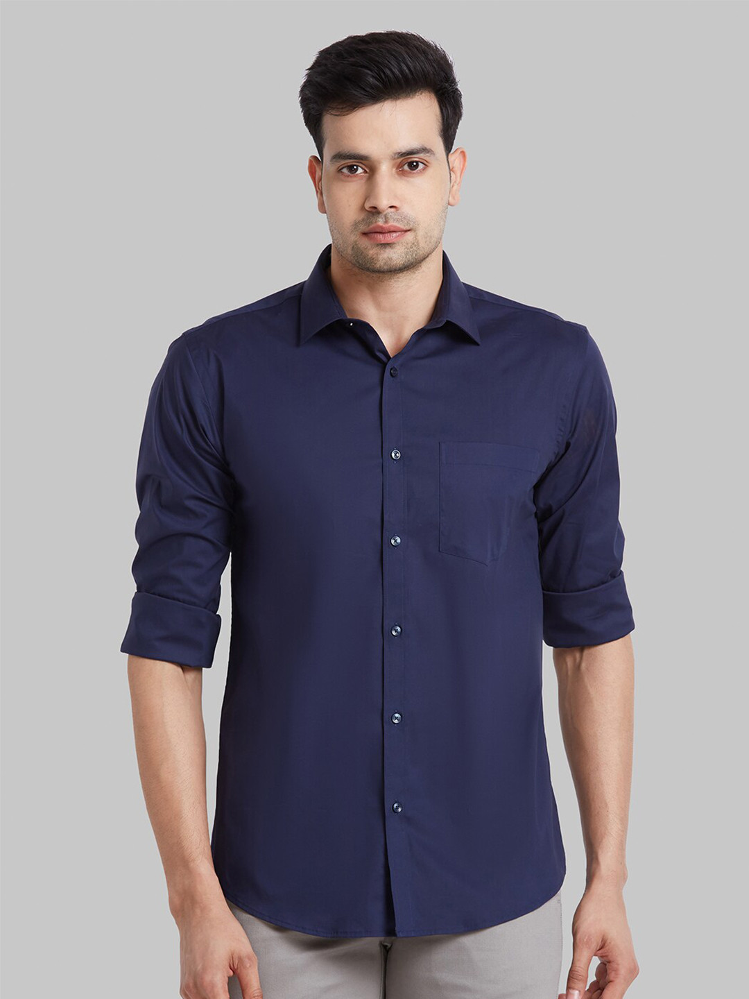 

Park Avenue Spread Collar Slim Fit Casual Shirt, Blue