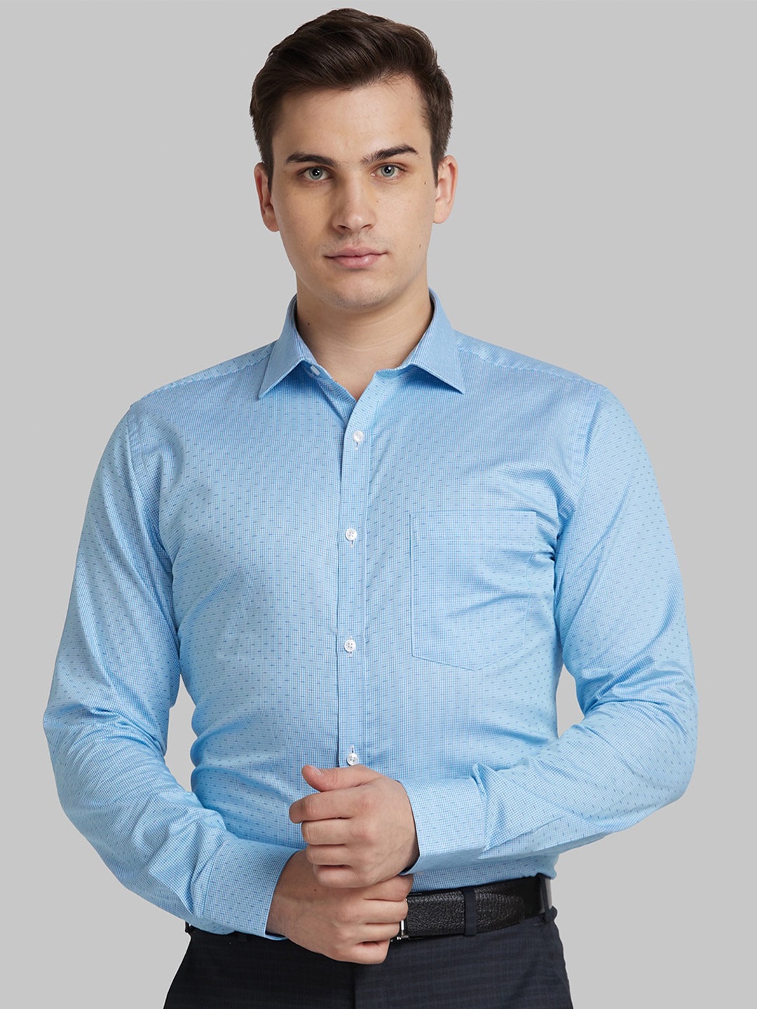 

Park Avenue Slim Fit Spread Collar Cotton Formal Shirt, Blue