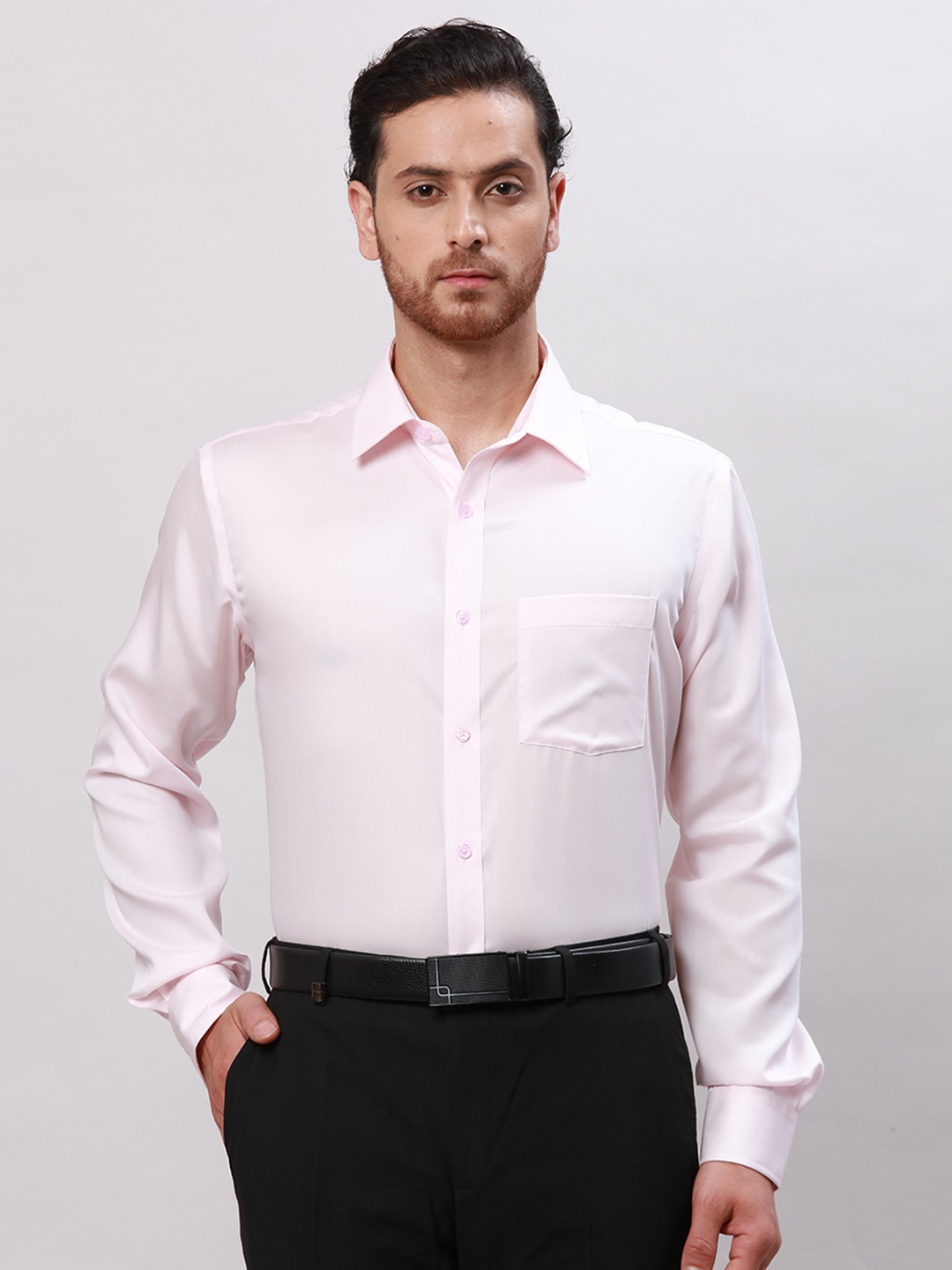 

Park Avenue Self Design Spread Collar Cotton Formal Shirt, Pink