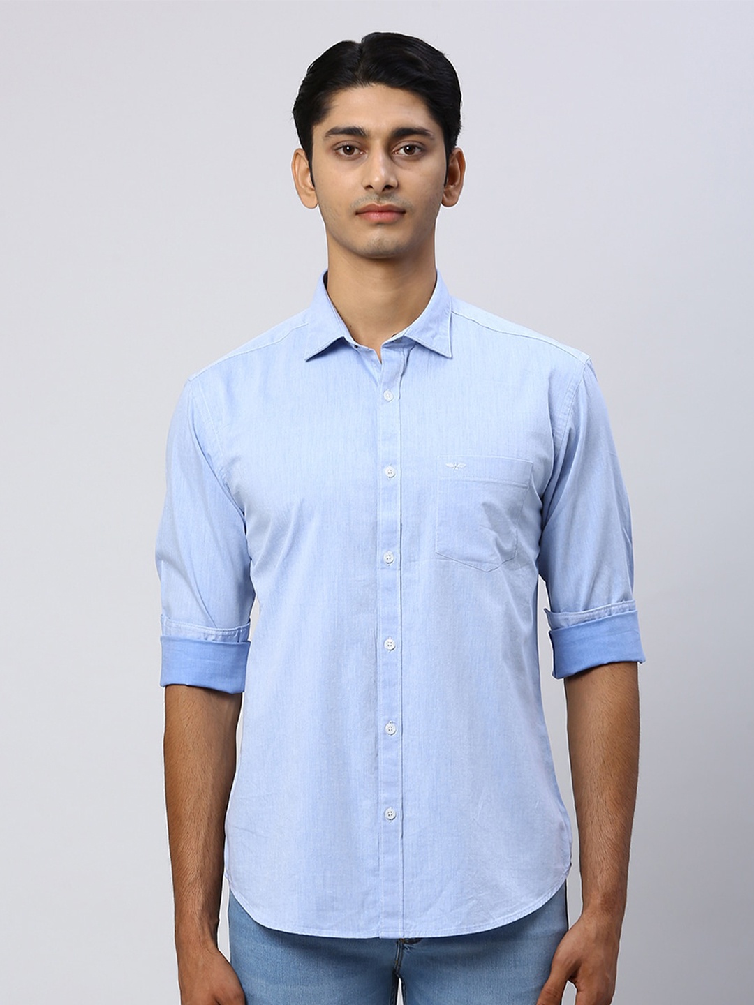 

Park Avenue Men Slim Fit Spread Collar Cotton Shirt, Blue