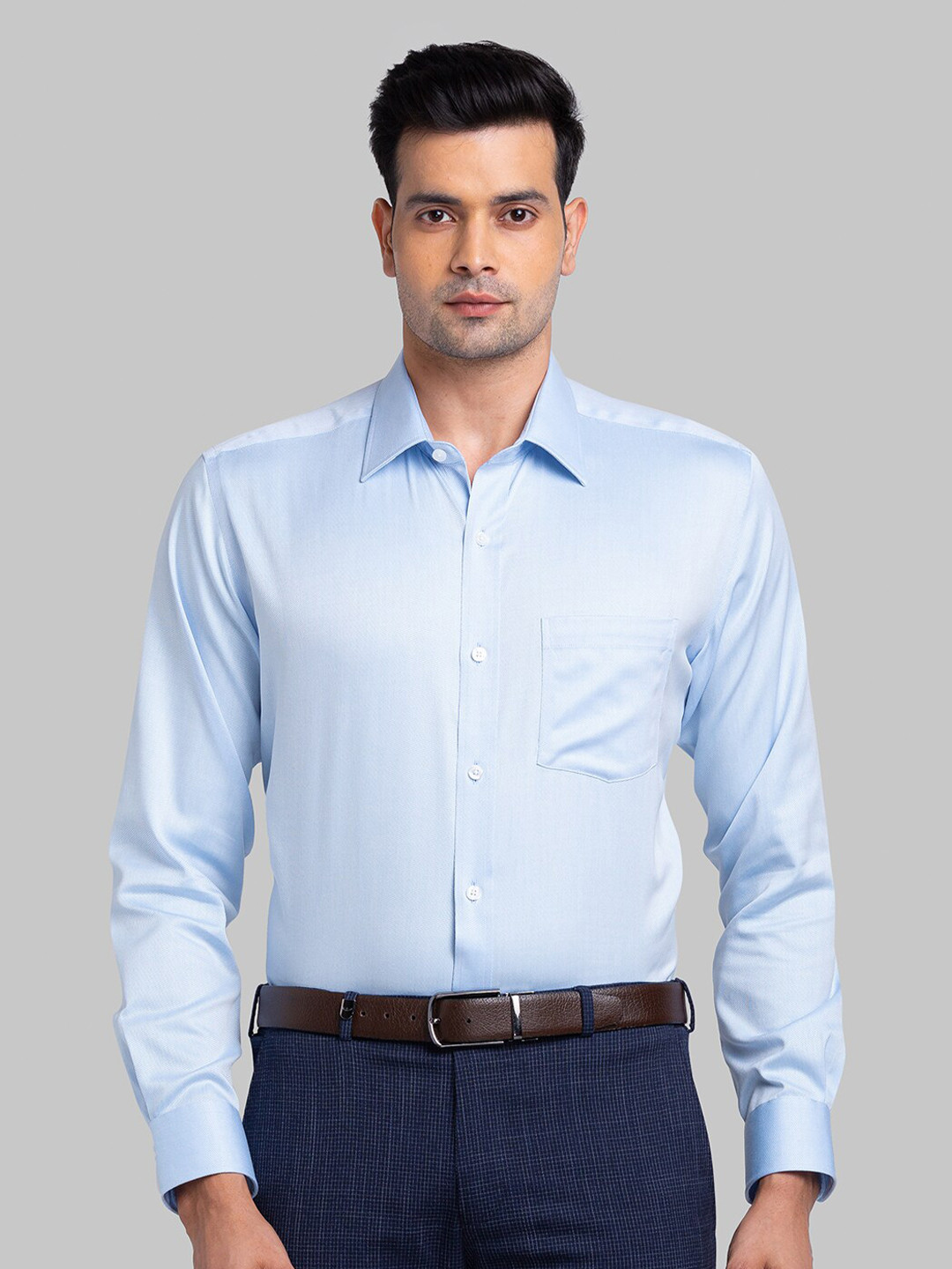 

Park Avenue Spread Collar Opaque Cotton Formal Shirt, Blue