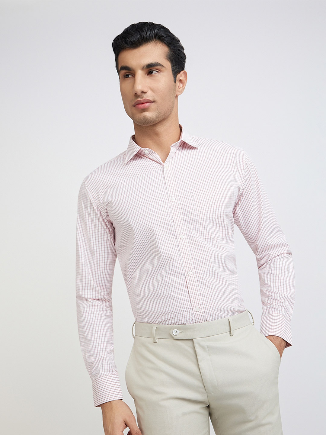 

Park Avenue Checked Slim Fit Opaque Formal Shirt, White