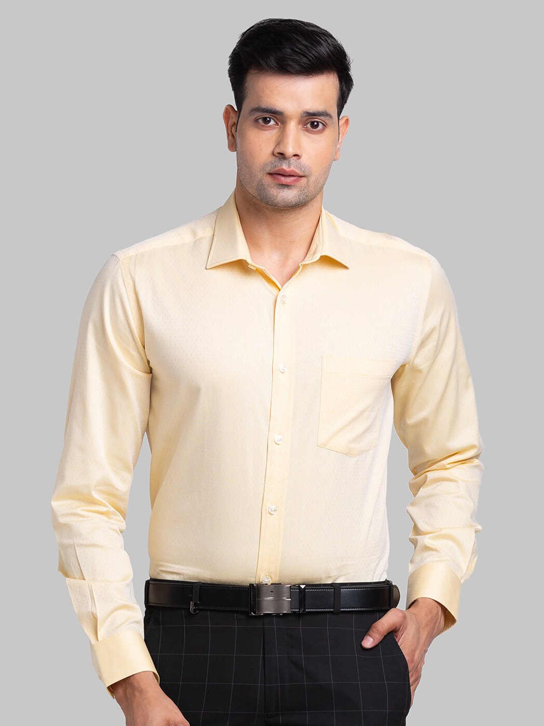 

Park Avenue Long Sleeves Spread Collar Cotton Opaque Formal Shirt, Yellow