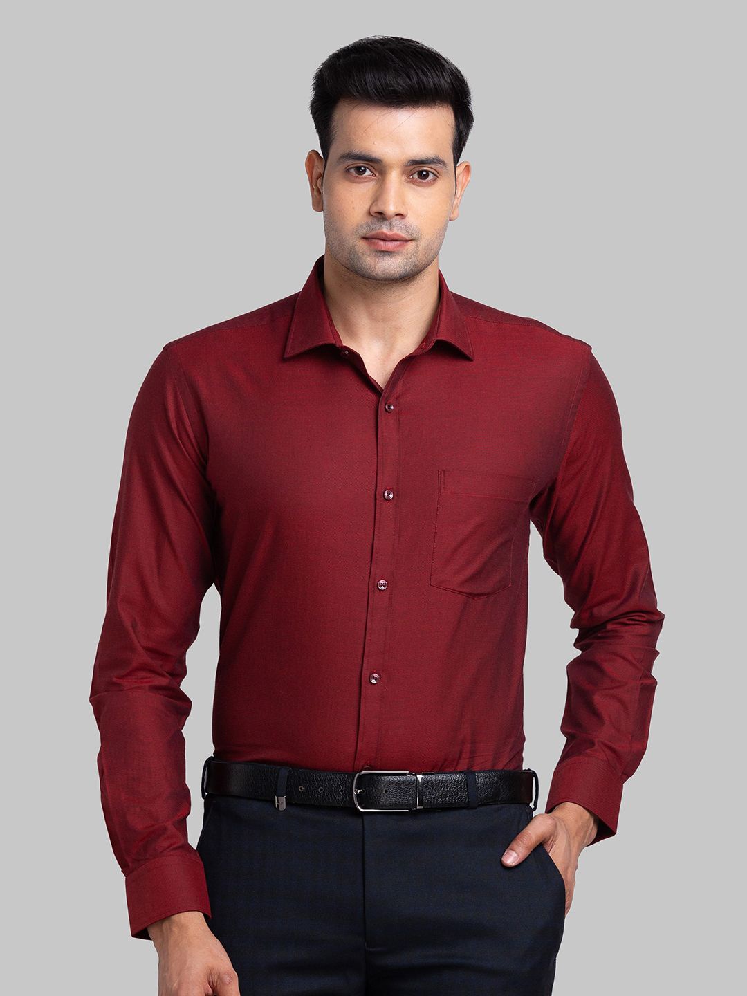 

Park Avenue Slim Fit Opaque Cotton Formal Shirt, Red