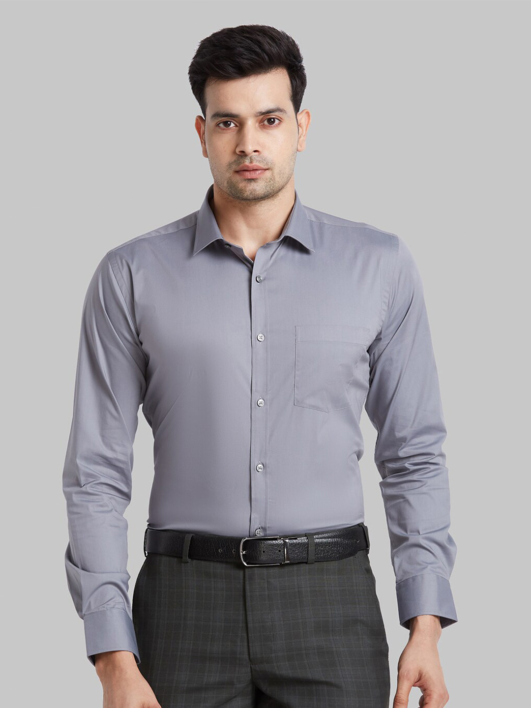 

Park Avenue Slim Fit Cutaway Collar Cotton Formal Shirt, Grey