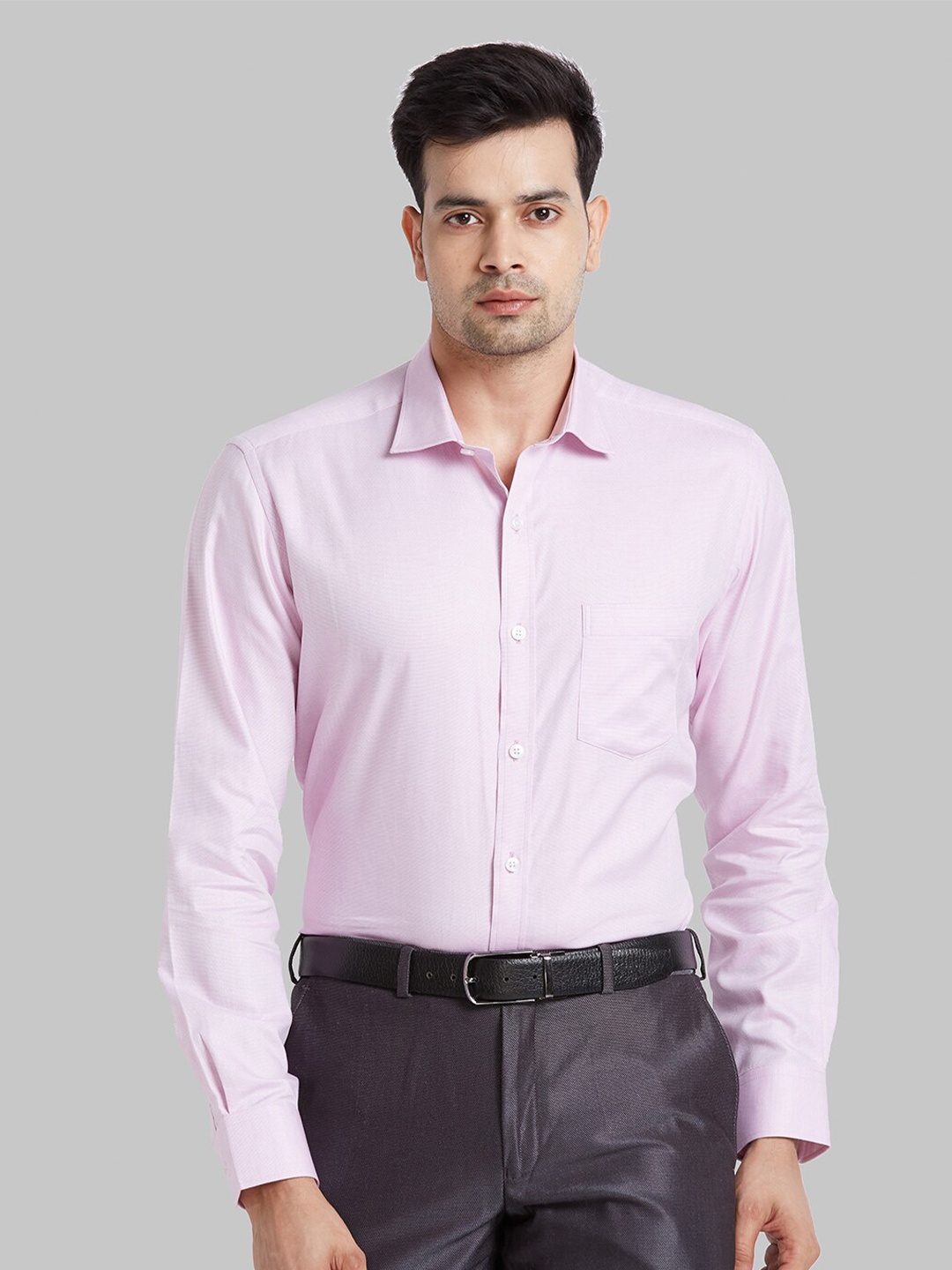 

Park Avenue Textured Self Design Slim Fit Opaque Formal Shirt, Violet