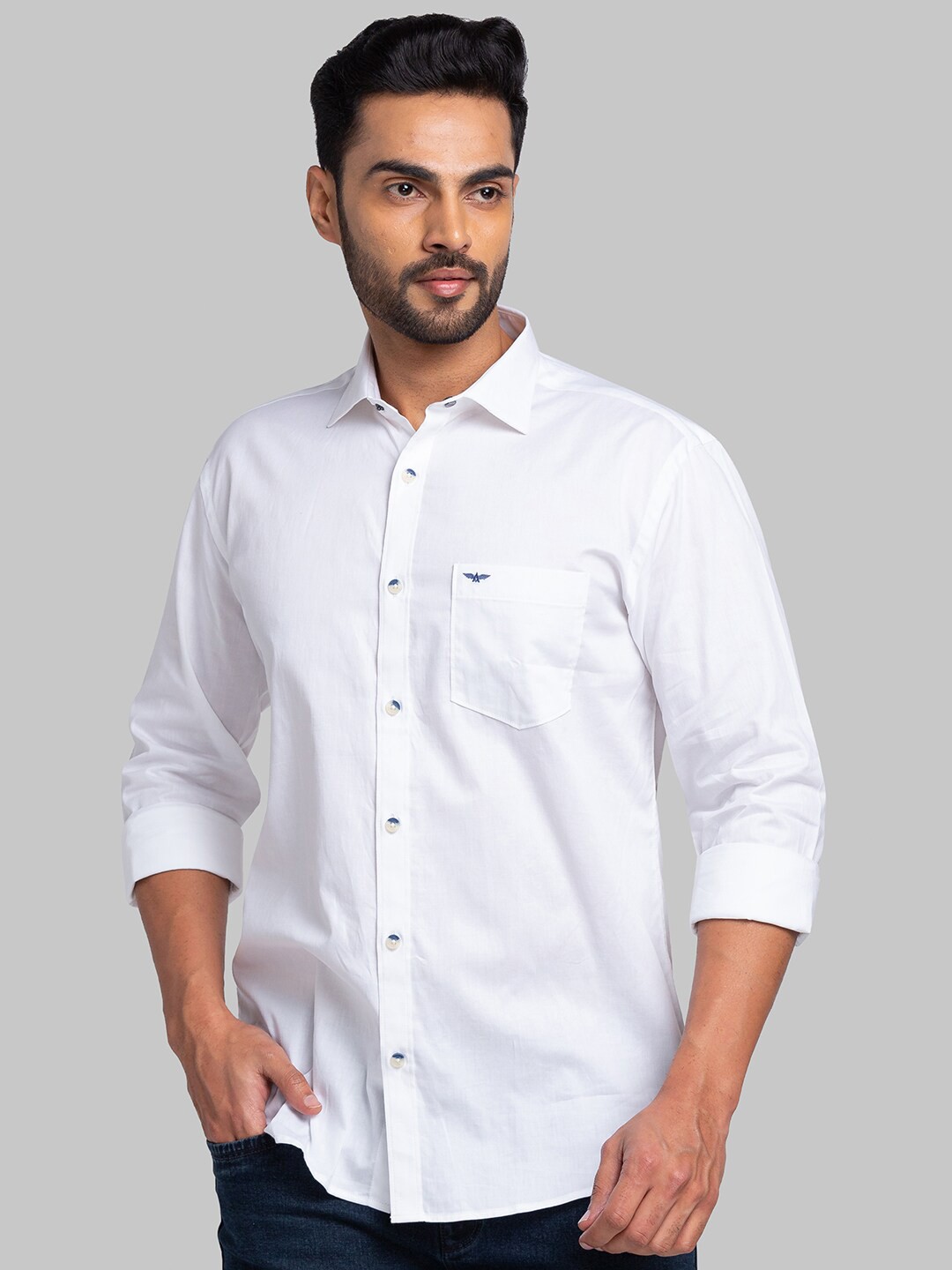 

Park Avenue Slim Fit Spread Collar Cotton Casual Shirt, White