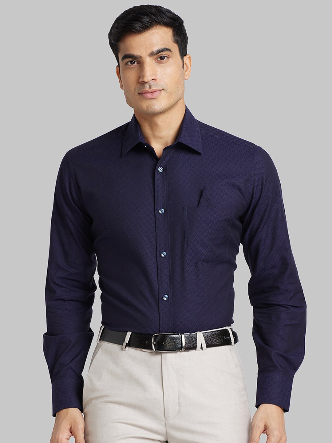 

Park Avenue Spread Collar Opaque Cotton Formal Shirt, Blue