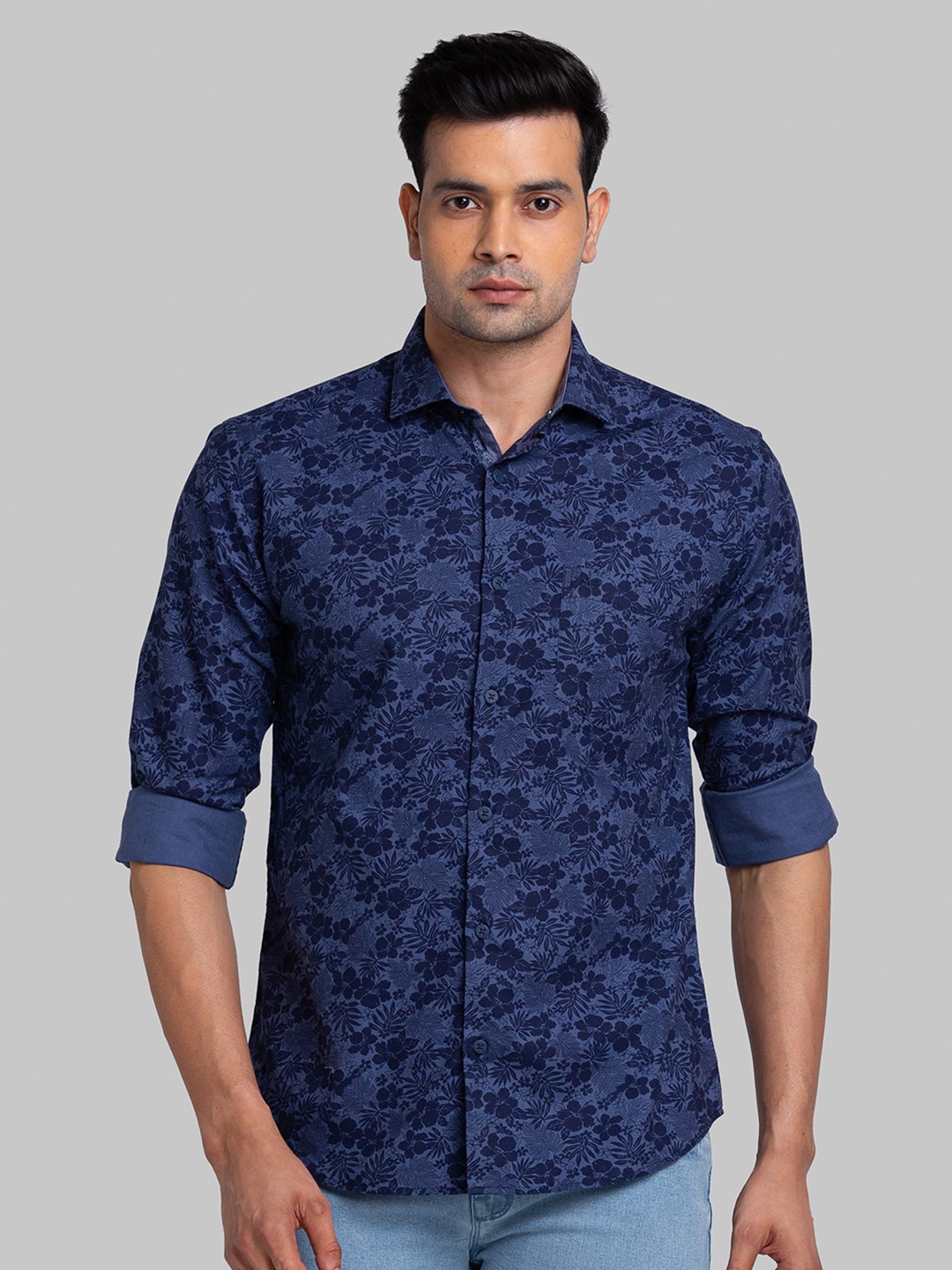 

Park Avenue Slim Fit Floral Long Sleeves Spread Collar Cotton Opaque Printed Casual Shirt, Blue