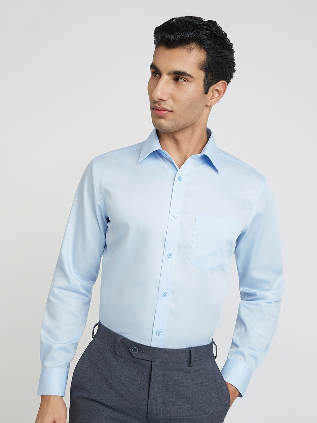 

Park Avenue Cutaway Collar Pure Cotton Formal Shirt, Blue