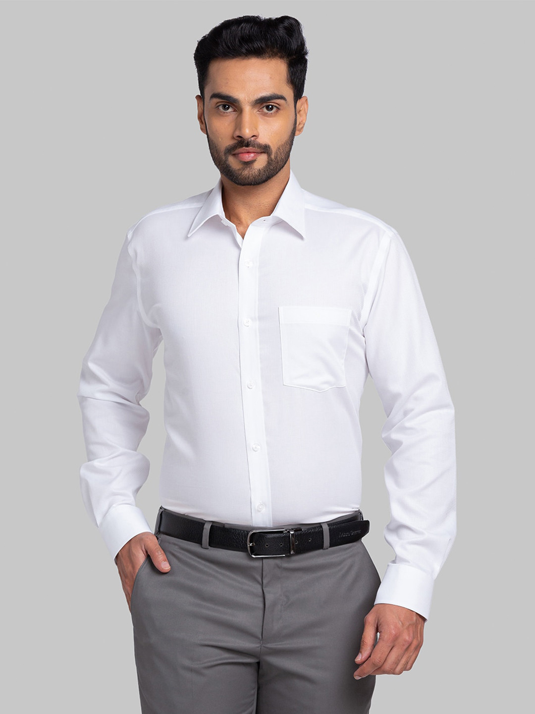 

Park Avenue Spread Collar Cotton Formal Shirt, White