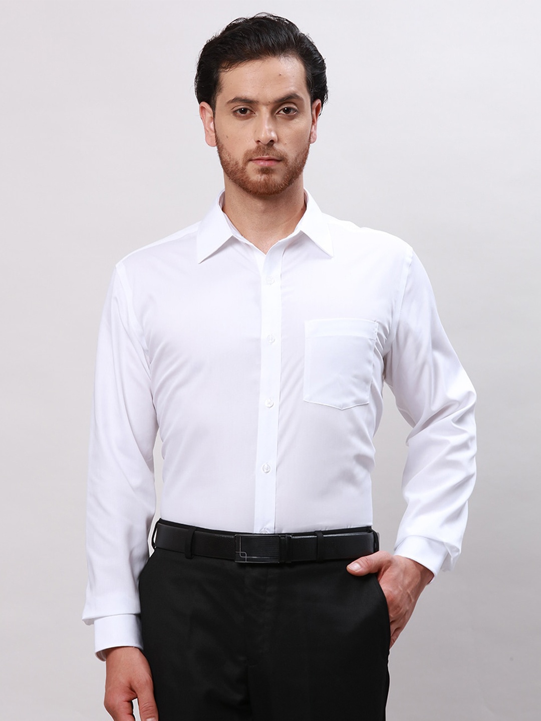 

Park Avenue Spread Collar Opaque Cotton Formal Shirt, White