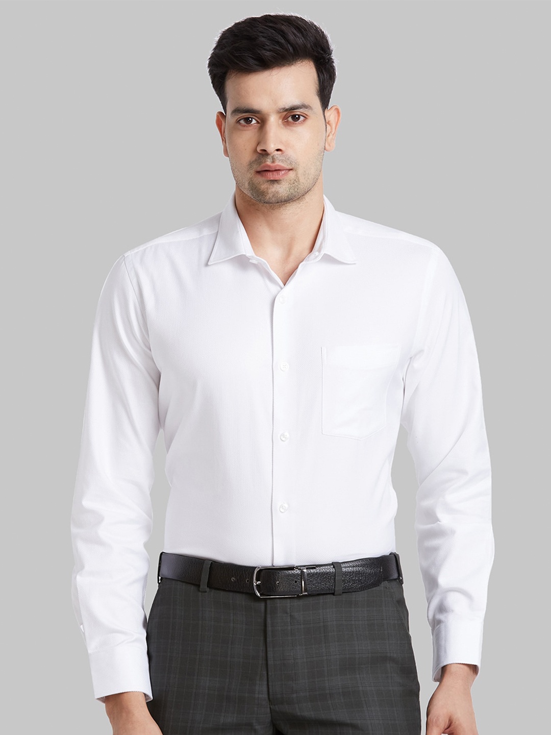 

Park Avenue Textured Self Design Cotton Opaque Formal Shirt, White
