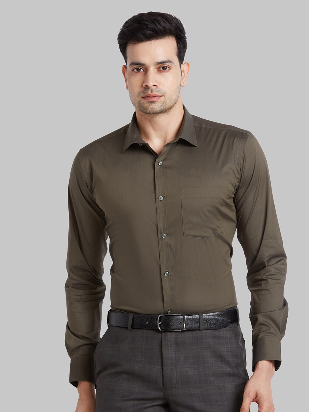 

Park Avenue Spread Collar Slim Fit Formal Shirt, Green