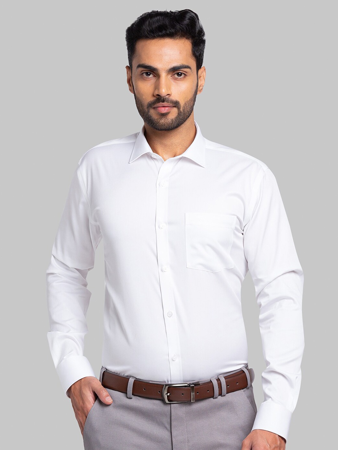 

Park Avenue Slim Fit Long Sleeves Spread Collar Cotton Opaque Formal Shirt, White