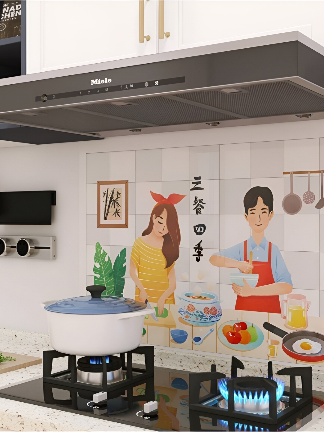 

Jaamso Royals Grey & Yellow Kitchen Cooking Design Oil Proof Rust Proof Kitchen Wallpaper