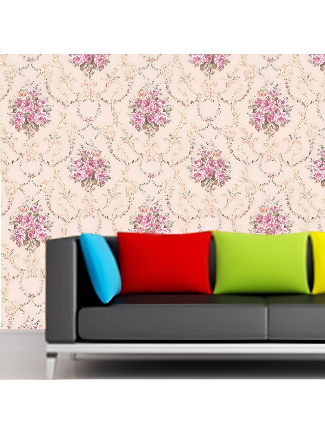 

Jaamso Royals Cream-Coloured & Yellow Floral Printed Self-Adhesive Wallpaper