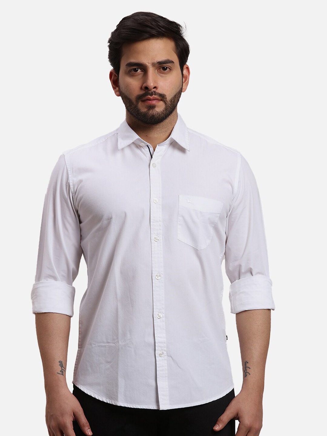 

Parx Slim Fit Spread Collar Long Sleeves Casual Shirt, White