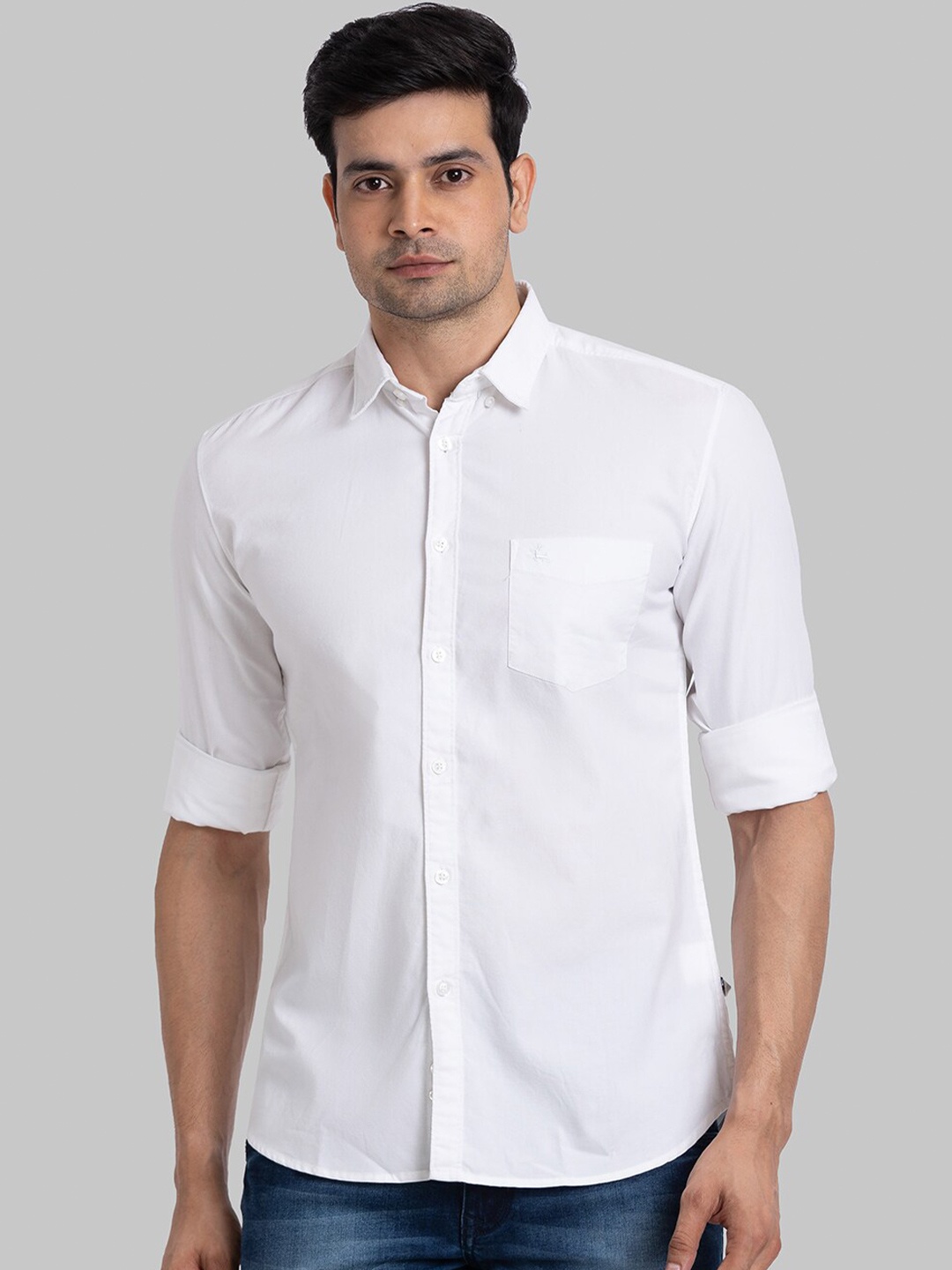 

Parx Slim Fit Spread Collar Long Sleeves Casual Shirt, White