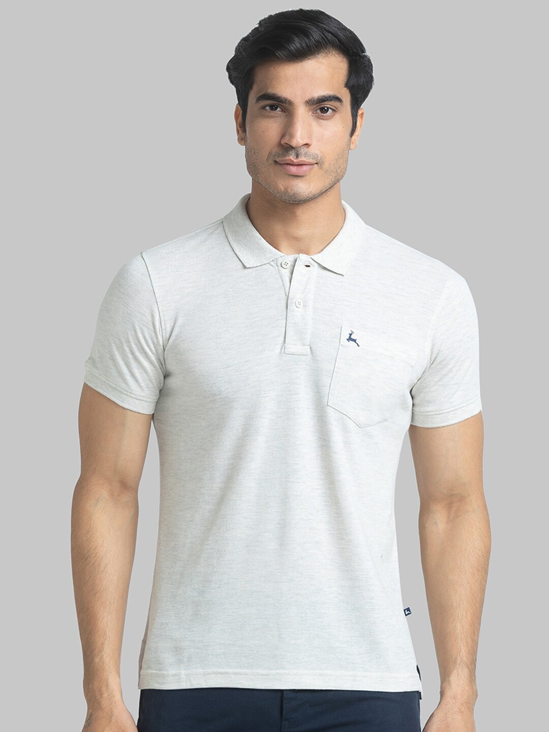 

Parx Polo Collar Short Sleeves Patch Pocket Cotton Casual T-shirt, Beige