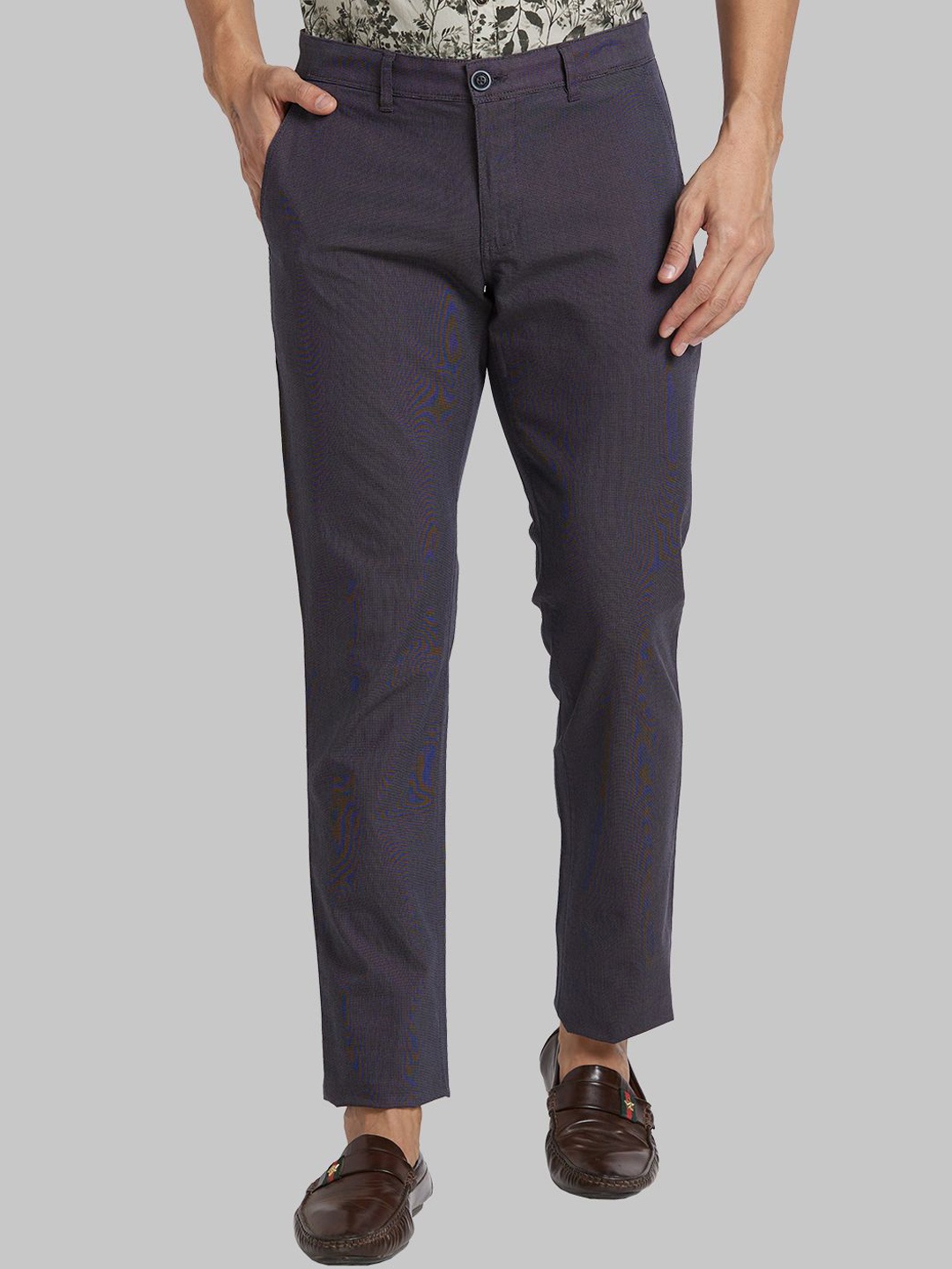 

Parx Tapered Fit Mid-Rise Cotton Regular Trousers, Black