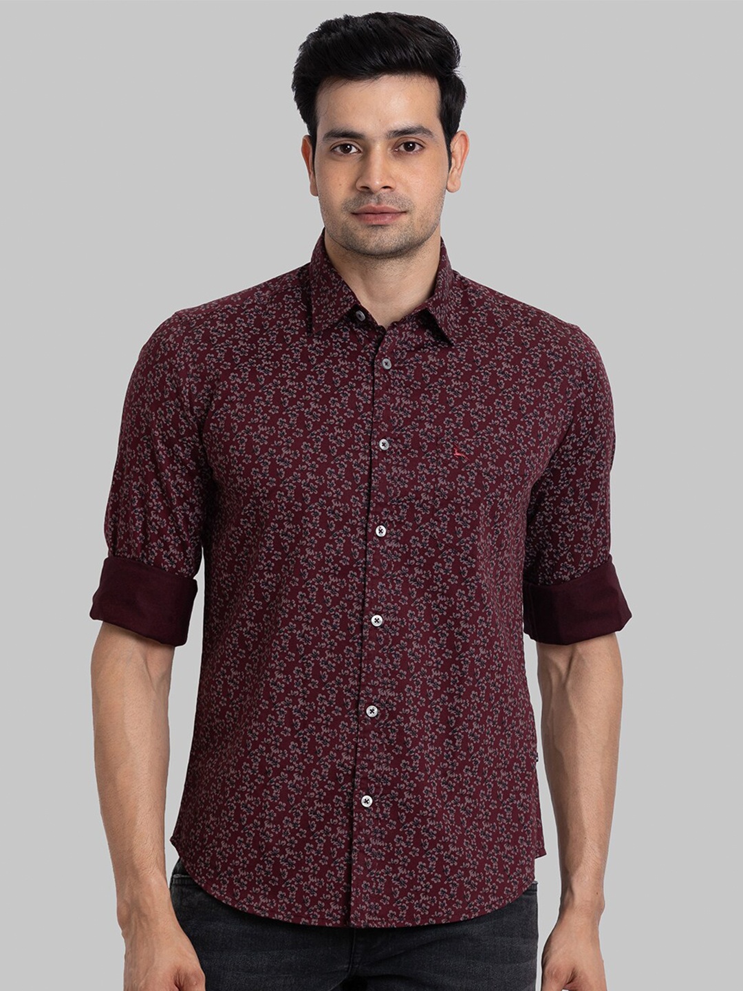 

Parx Slim Fit Floral Cotton Printed Casual Shirt, Maroon