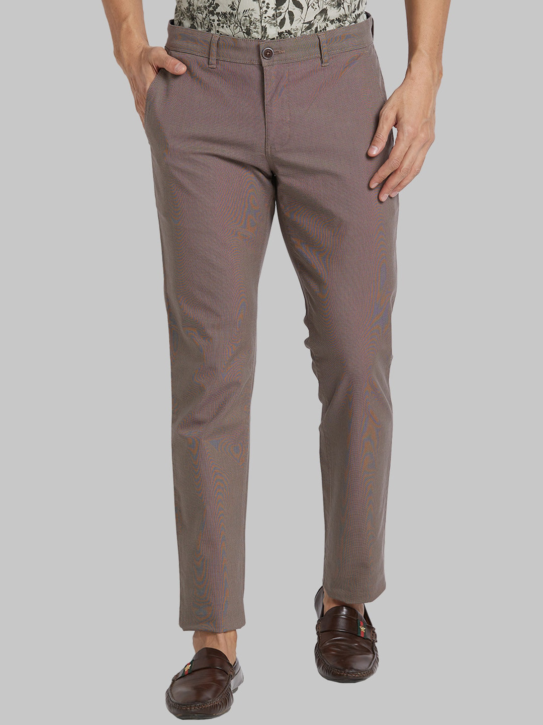 

Parx Men Textured Tapered Fit Trousers, Brown