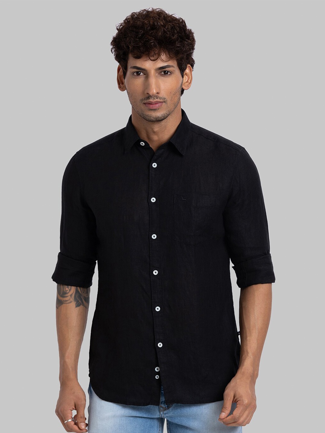 

Parx Slim Fit Cotton Casual Shirt, Black