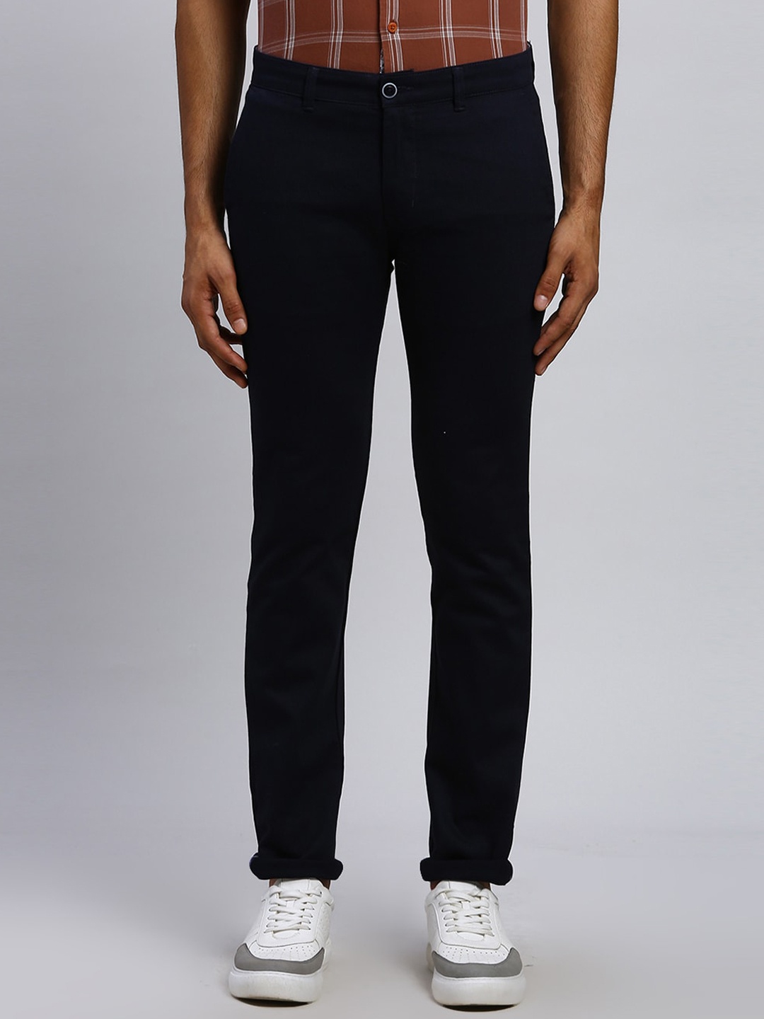 

Parx Men Slim Fit Mid Rise Trousers, Blue
