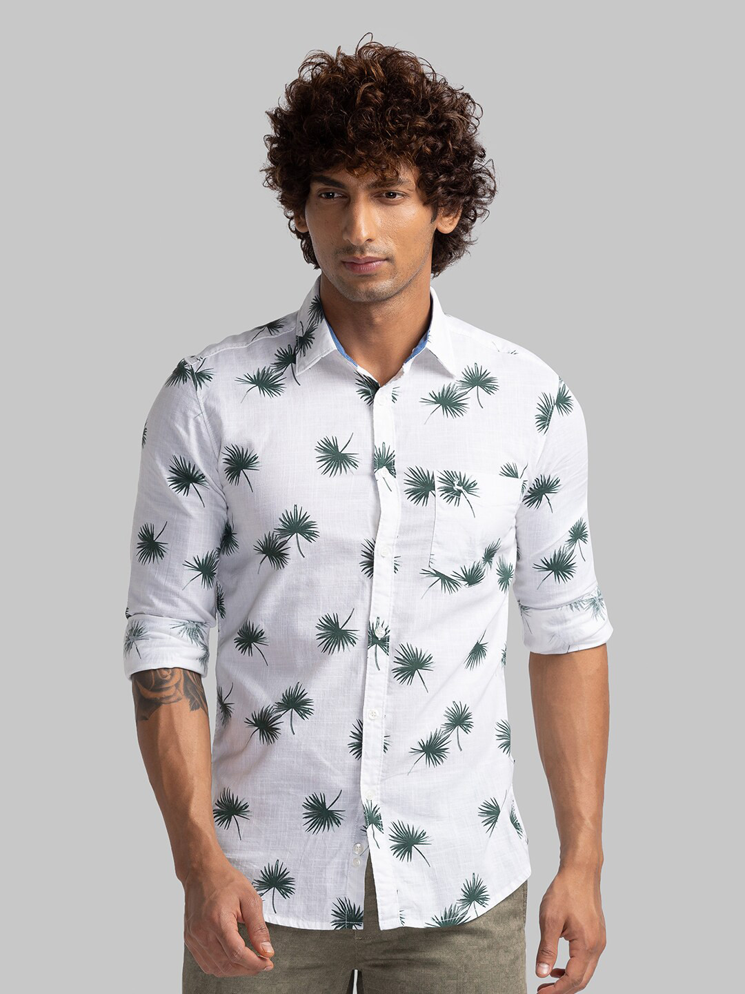 

Parx Men Slim Fit Abstract Printed Cotton Casual Shirt, Green
