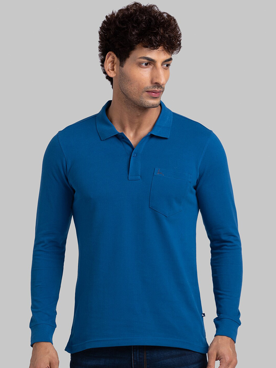 

Parx Polo Collar Long Sleeves Cotton Regular Fit T-shirt, Blue
