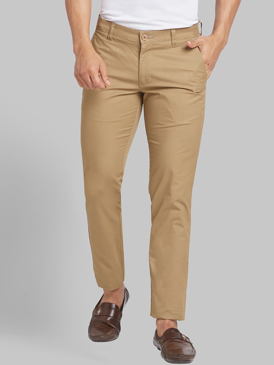 

Parx Men Tapered Fit Low-Rise Trousers, Brown