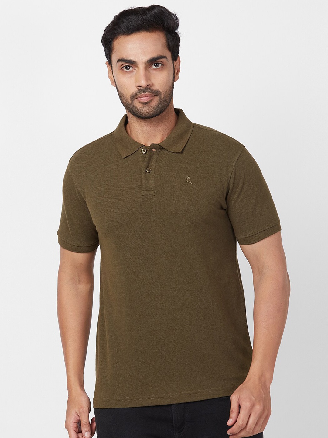 

Parx Polo Collar Short Sleeves Knitted T-shirt, Green