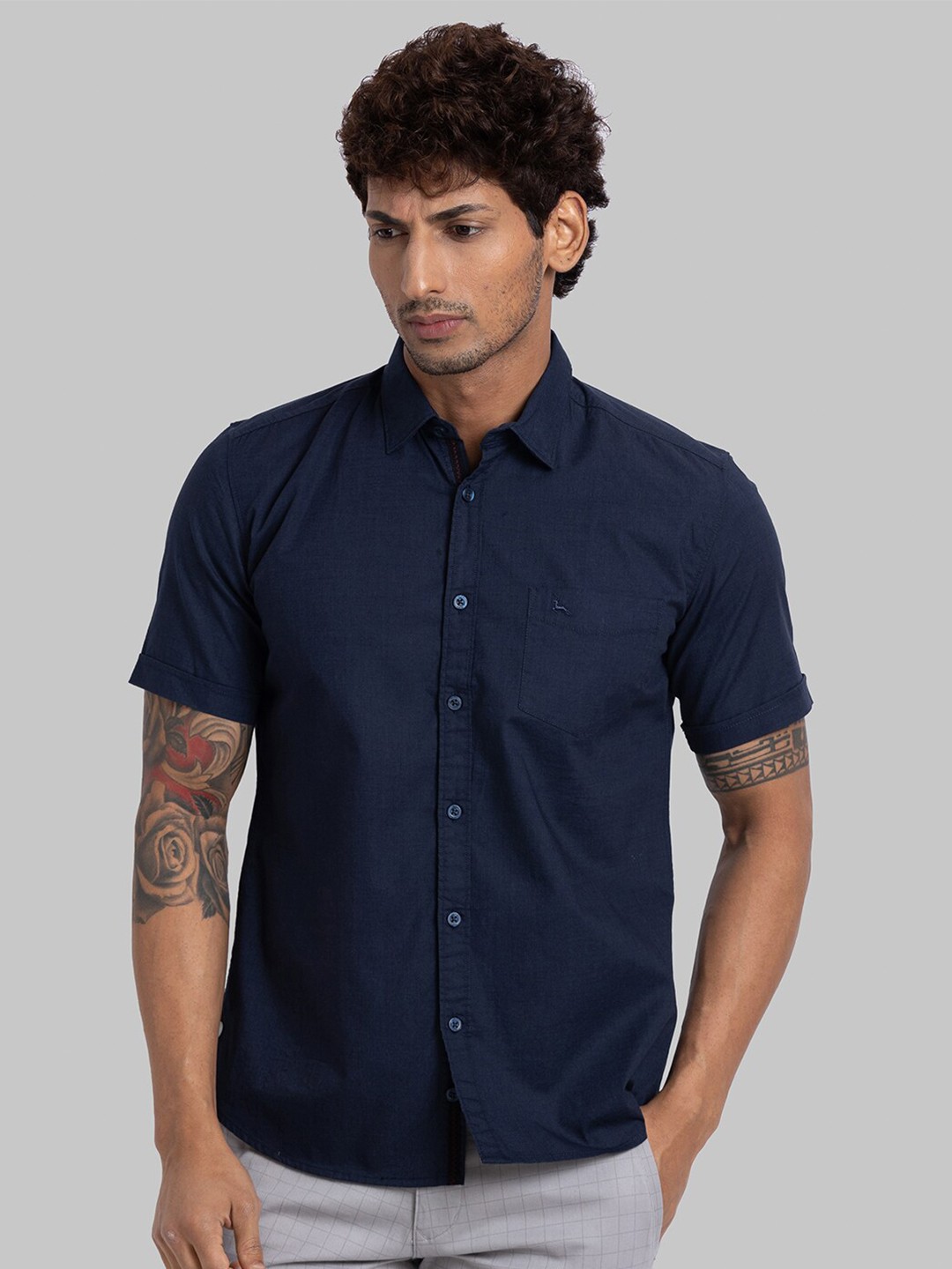 

Parx Slim Fit Opaque Cotton Casual Shirt, Blue