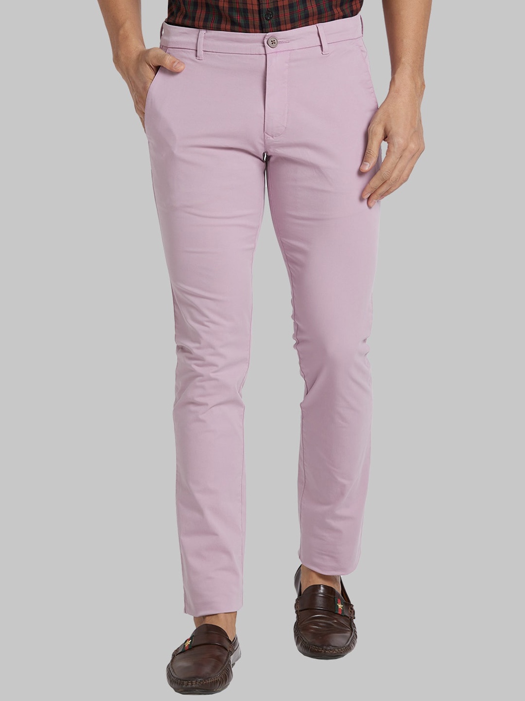 

Parx Men Tapered Fit Cotton Mid-Rise Trousers, Red
